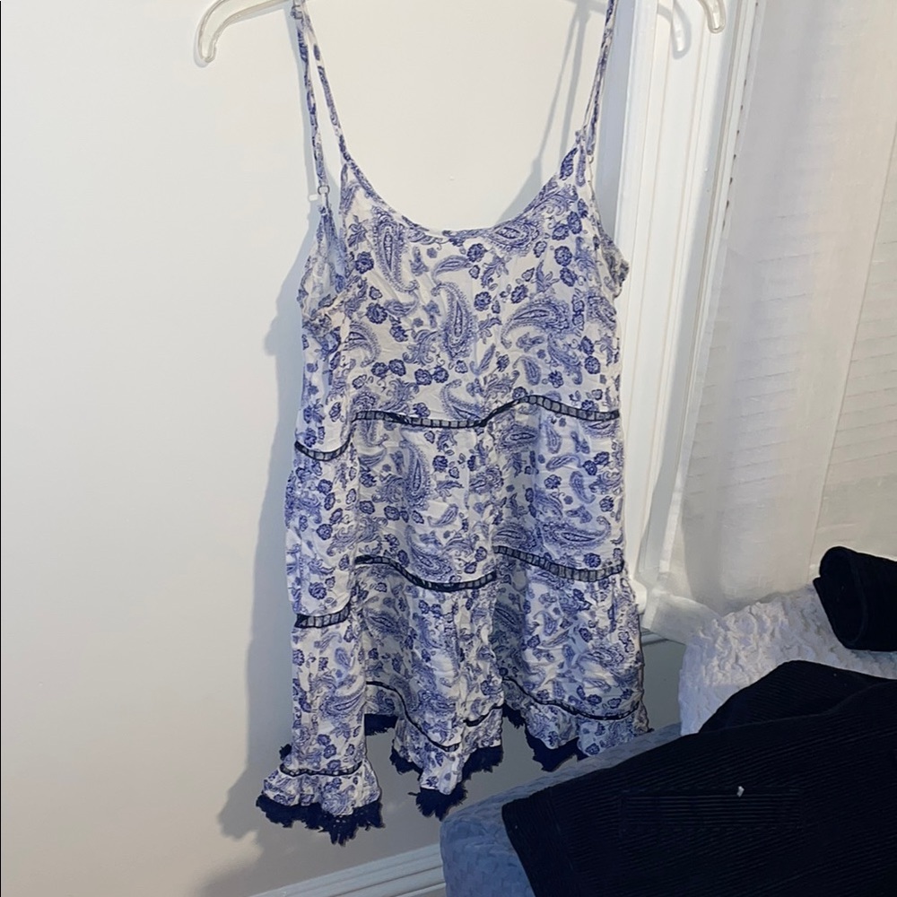 Blue and White Paisley Dress